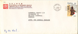 Hong Kong Cover Sent To Denmark 4-5-1989 Single Franked - Briefe U. Dokumente