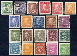 SWEDEN 1934-36 Definitives On White Paper Complete Set. MNH / **. Michel 175 II WA - 207 II WA - Unused Stamps