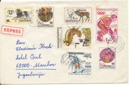 Czechoslovakia Cover Sent Express To Yugoslavia 15-2-1972 With More Topic Stamps - Lettres & Documents