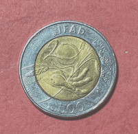 Italia, 1998- 500 Lire-FAQ- IFAD- Bimetallic Centre Bronzital, Ring Acmonital- Obverse Allegory Of Repubblic. - 500 Liras