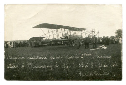 BIPLAN MILITAIRE PILOTE PAR LE CAPITAINE BORDAGE, ATTERRI A CHAUVIGNY LE 17-07-1915 A 08H10 DU SOIR. PHOTO B. TREUILLET. - 1914-1918: 1. Weltkrieg