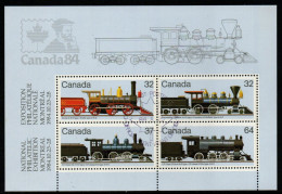 Canada Kanada 1984 - Mi.Nr. 935 - 938 Block 3 - Gestempelt Used - Eisenbahnen Railways Lokomotiven Locomotives - Trains