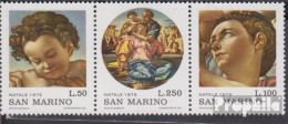 San Marino 1102-1104 Dreierstreifen (kompl.Ausg.) Postfrisch 1975 Weihnachten . - Ongebruikt