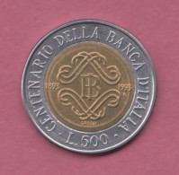 Italia, 1993- 500 Lire  Luca Pacioli- Circulating Commemorative Coin- Bimetallic Bronzital Center In Acmonital Ring- - 500 Liras