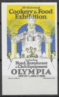 OLYMPIA 1928 COOKERY AND FOOD EXHIBITION   Vignette Cinderella Reklamemarke - Cinderellas