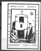 SECOND ANNIVERSARY 5C MC AULIFFE RANCH SAN MIGUEL  CHURCH 1921-1971 LOCAL POST  Vignette Cinderella Reklamemarke - Vignetten (Erinnophilie)