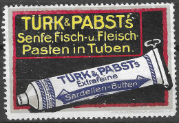 DRESDEN Turk & Pabst Anchovy Butter Beurre Anchois Poster Stamp Vignette GERMANY Gastronomy Gastronomie Food Label - Vignetten (Erinnophilie)