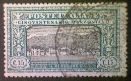 Stamps, Italy, Scott #166, Used (o), 1923, 50th Anniversary Of Death Of Manzoni, 15c, Blue Green And Black - Afgestempeld