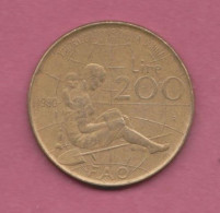 Italia, 1980- 200 Lire. Circulating Commemorative Coin-Bronzital- Obverse Maria Montessori. - 200 Lire