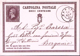 1875-MERATE C.2 (26.11) Su Cartolina Postale Effigie C.10 - Stamped Stationery