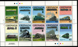 Grenada 1989 - Kleinbogen - Postfrisch MNH - Eisenbahnen Railways Lokomotiven Locomotives - Treinen