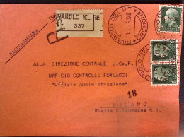 1944-R.S.I. Imperiale Sopr.GNR Singolo E Coppia C.25 Su Raccomandata Espresso Su - Marcophilie