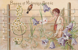 AK Bonne Et Heureuse Année - Engel Brief Blumen - Reliefdruck - Feldpost Wachtkomp General-Kdo. XIV. A.K. - 1915 (69416) - New Year