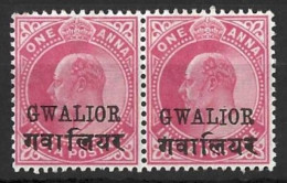 INDIA...." GWALIOR..".....KING EDWARD VI...(1901-10..).......1a X PAIR......SG49A......MH... - Gwalior