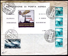 1947-RIMINI MOSTRA DI Posta Aerea Annullo Speciale (18.7) Su Busta, Non Viaggiat - Exhibitions