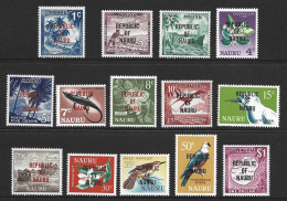 Nauru 1968 Republic Overprint Definitive Set Of 14 MNH - Nauru