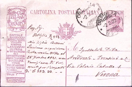 1922-Cartolina Postale C.25 Con Tassello Pubblicitario Banca Italiana Sconto, Vi - Stamped Stationery