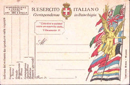 1918-Cartolina Franchigia Vittoria E Bandiere Stampatore Cartiere Binda Milano N - Marcofilie
