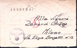 1944-FELDPOST 09398 D Manoscritto Al Verso Di Biglietto Franchigia Annullo Feldp - Marcofilie