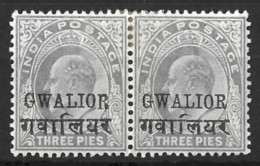 INDIA...." GWALIOR..".....KING EDWARD VI...(1901-10..).......3p X PAIR......SG46A......MH... - Gwalior