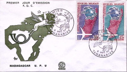 1963-Madagascar PA Anniversario Ammissione UPU Serie Completa Su Fdc - Madagascar (1960-...)