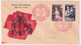 1953-Francia Croce Rossa '53 Serie Cpl. (966/7) Su Fdc - 1950-1959