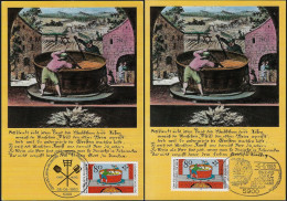 Allemagne 1983 Y&T 1011 Sur 2 Cartes Maxima. Brassage De La Bière, D'après Une Gravure Sur Cuivre De 1677 - Bier