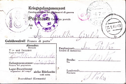 1944-STALAG II^A Su Cartolina Franchigia Da Prigioniero Guerra Italiano In Germa - Weltkrieg 1939-45