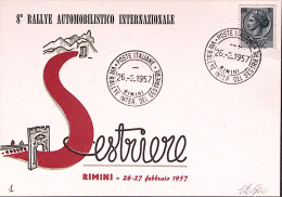 1957-RIMINI VIII^Rallye Automobilistico Del Sestriere (26.2) Su Cartolina - Demonstrations