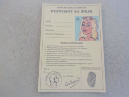 CPSM -  AU PLUS RAPIDE - CARTE HUMORISTIQUE  -  CARTE D IDENTITE ESTIVANTE AU SOLEIL    -  NON VOYAGEE - Humour