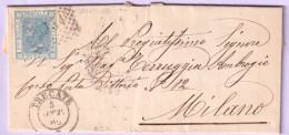 1869-TRECATE C1+punti (5.9) Su Lettera Completa Testo Affrancata C.20 - Marcophilie