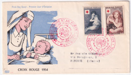 1954-Francia Croce Rossa '54 Serie Cpl. (1006/7) Su Fdc - 1950-1959