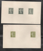 DEUX EPREUVES ESSAIS COULEURS SUR LA SEMEUSE SANS VALEUR ET VALEUR "VERT-NOIR" SUPERBE ET RARE STAMPS BRIEFMARKEN - Unused Stamps