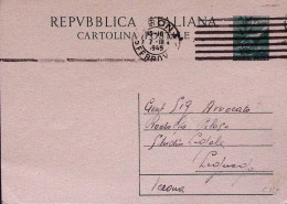 1949-CARTOLINA POSTALE Democratica Lire 12 Senza Francobollo Aggiunto Verona (7. - 1946-60: Poststempel