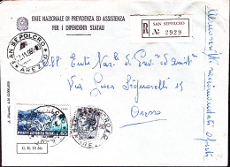 1956-TURISTICA Lire 60 + Siracusana Lire 5, Su Manoscritti Raccomandati Aperti,  - 1946-60: Poststempel