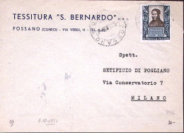 1953-CONGRESSO MICROBIOOGIA Lire 25 Isolato Su Busta - 1946-60: Poststempel