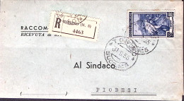 1955-ITALIA LAVORO Lire 55 Isolato Su Piego Raccomandato Torino (31.6) - 1946-60: Poststempel