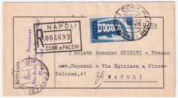 1957-EUROPA1956 Lire 60 (804) Isolato Su Piego Raccomandato Napoli (4.3) - 1946-60: Poststempel