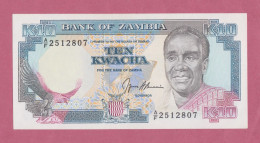 Zambia, 1990-1991- 10 Kwacha. Obverse Eagle, President Kaunda.  Reverse Bank Of Zambia Building . SPL, EF XF, SUP - Sambia