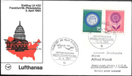 Germany Boeing 720 Jet First Flight Cover Frankfurt To Philadelphia USA 1965 - Covers & Documents
