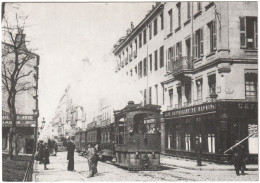 CPSM "AMIS DU RAIL DU FOREZ" . TRAMWAYS DE ST-ETIENNE - LIGNE BELLEVUE-TERRASSE - LOCOMOTIVE WINTERTHUR, RUE GAMBETTA - Tramways