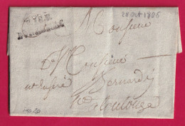 MARQUE P18P DONZENAC CORREZE 1806 INDICE 20 POUR TOULOUSE HAUTE GARONNE LETTRE - 1801-1848: Precursors XIX