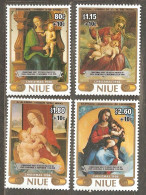 Niue: Full Set Of 4 Mint Stamps - Surtaxed & Overprinted, Christmas - Paintings By Italian Artists, 1986, Mi#690-3, MNH - Niue