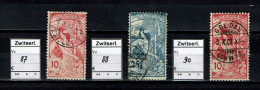 Suisse 1900 - YT 87-88-90 - Oblit. Used - Used Stamps