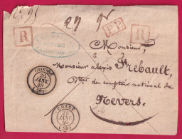 CAD TYPE 15 DU 25 JANVIER 1849 COSNE NIEVRE PP + RECOMMANDE POUR NEVERS DEVANT DE LETTRE - 1801-1848: Voorlopers XIX