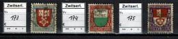 Suisse 1919 - YT 173/175 - Oblit. Used - Gebruikt