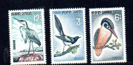 CAMBODIA -  1964 - BIRDS SET OF 3  MINT NEVER HINGED, - Camboya