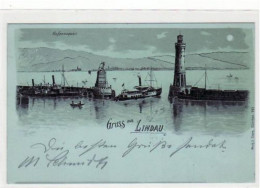 39027611 - Lithographie. Gruss Aus Lindau Im Bodensee. Hafeneinfahrt Gelaufen 1899. Top Erhaltung. - Lindau A. Bodensee