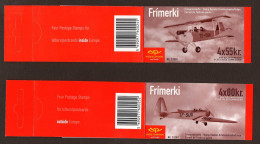 2 MARKENHEFTCHEN ISLAND HISTORISCHE FLUGZEUGE 2001 POSTFRISCH - Markenheftchen