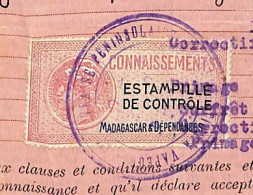 Connaissement De Tamatave Pour Bordeaux 1927 Timbre Fiscal Madagascar Estampille De Contrôle - Lettres & Documents